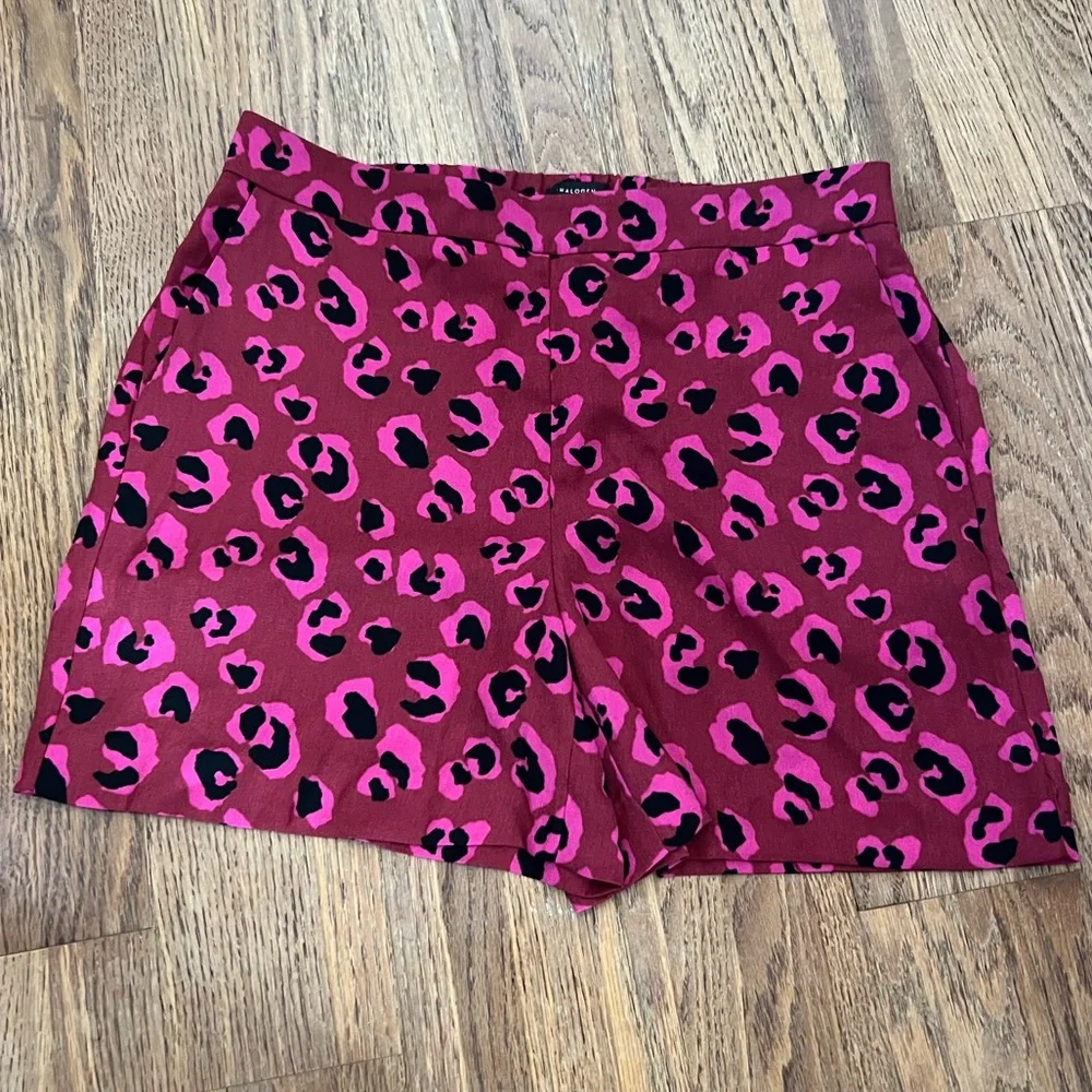 Halogen Burgundy Leopard Print Shorts, 8
